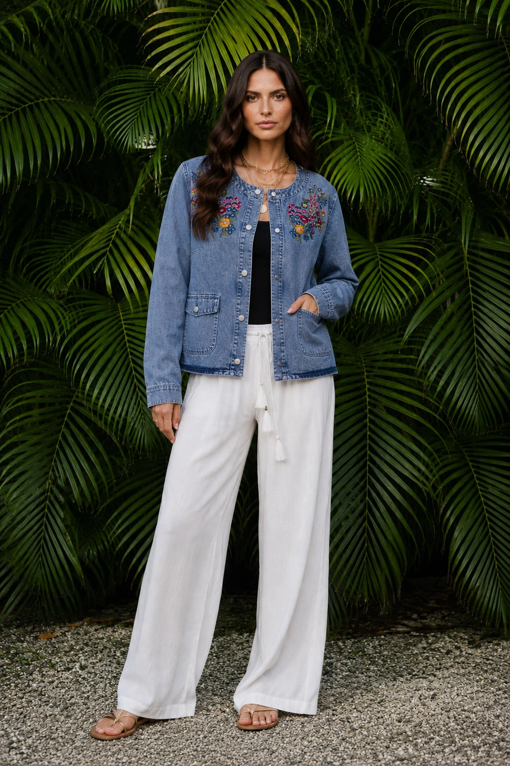 Floral Embroidered Denim Jacket