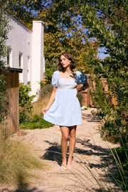 Floral Embroidered Mini Dress with Smocked Back LT BLUE-Dress-idem ditto-S-LT BLUE-Urbanheer