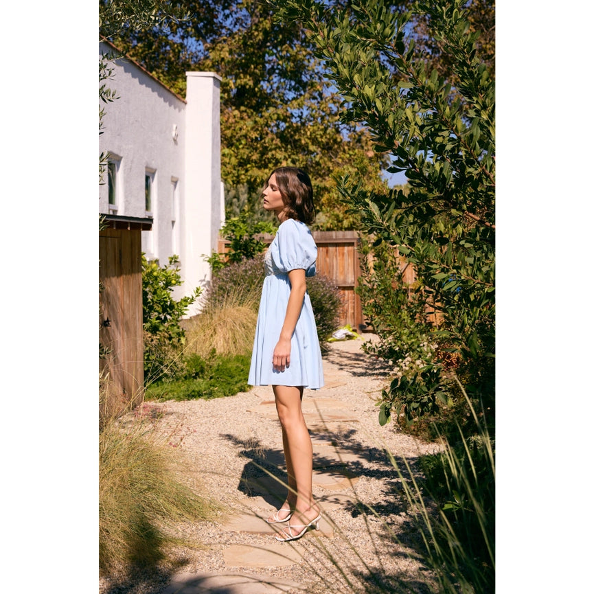 Floral Embroidered Mini Dress with Smocked Back LT BLUE-Dress-idem ditto-S-LT BLUE-Urbanheer