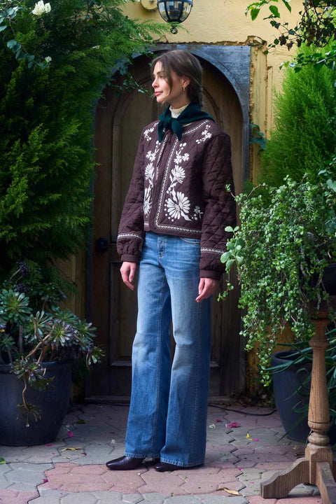 Floral Embroidered Quilted Jacket