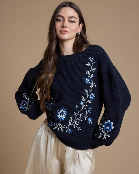 Floral Embroidered Sweater