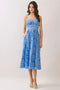 Floral Eyelet Embroidery Side Pockets Midi Dress - Blue