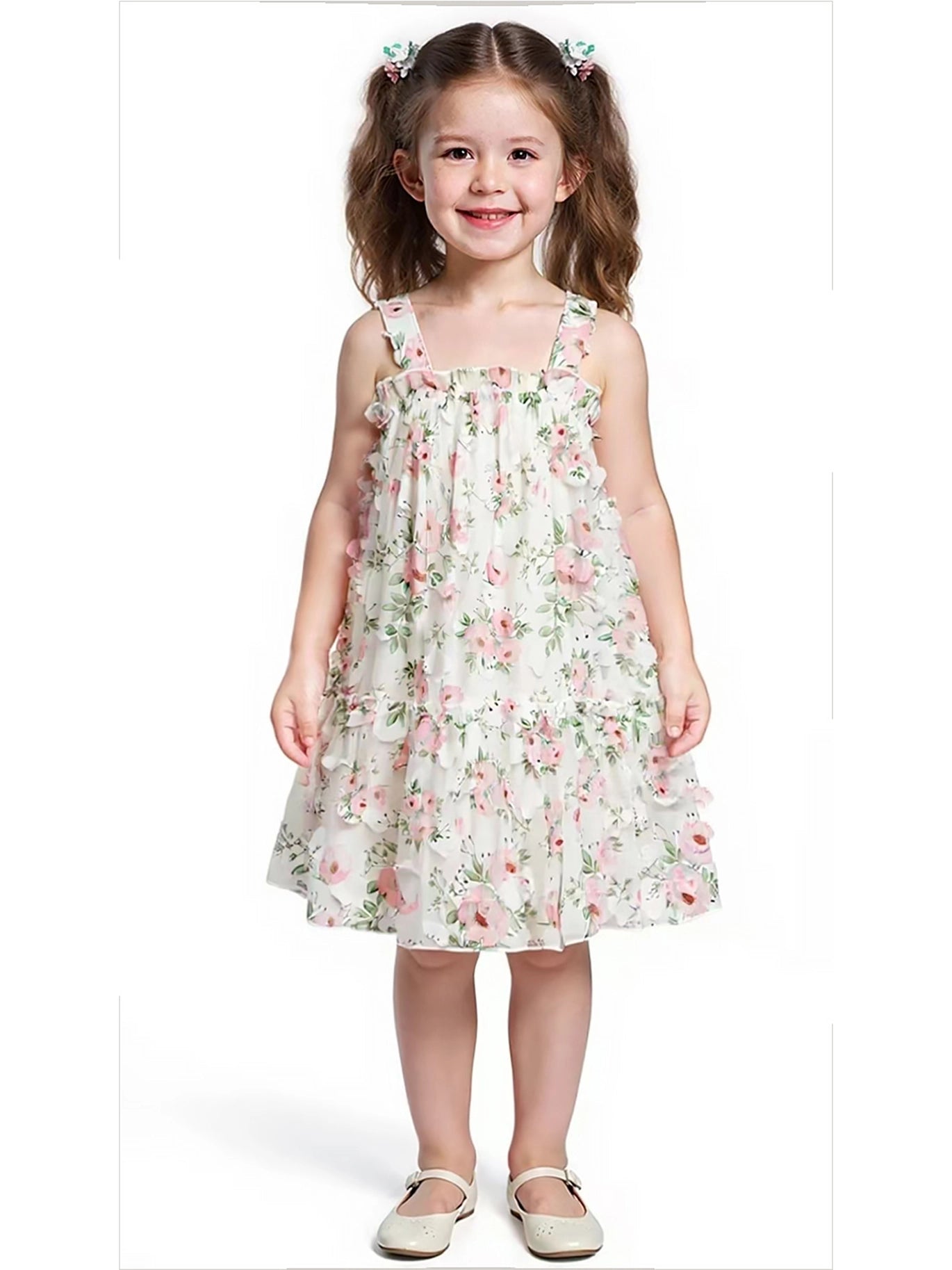 Floral Flutter Sleeve Drop Waist Dress