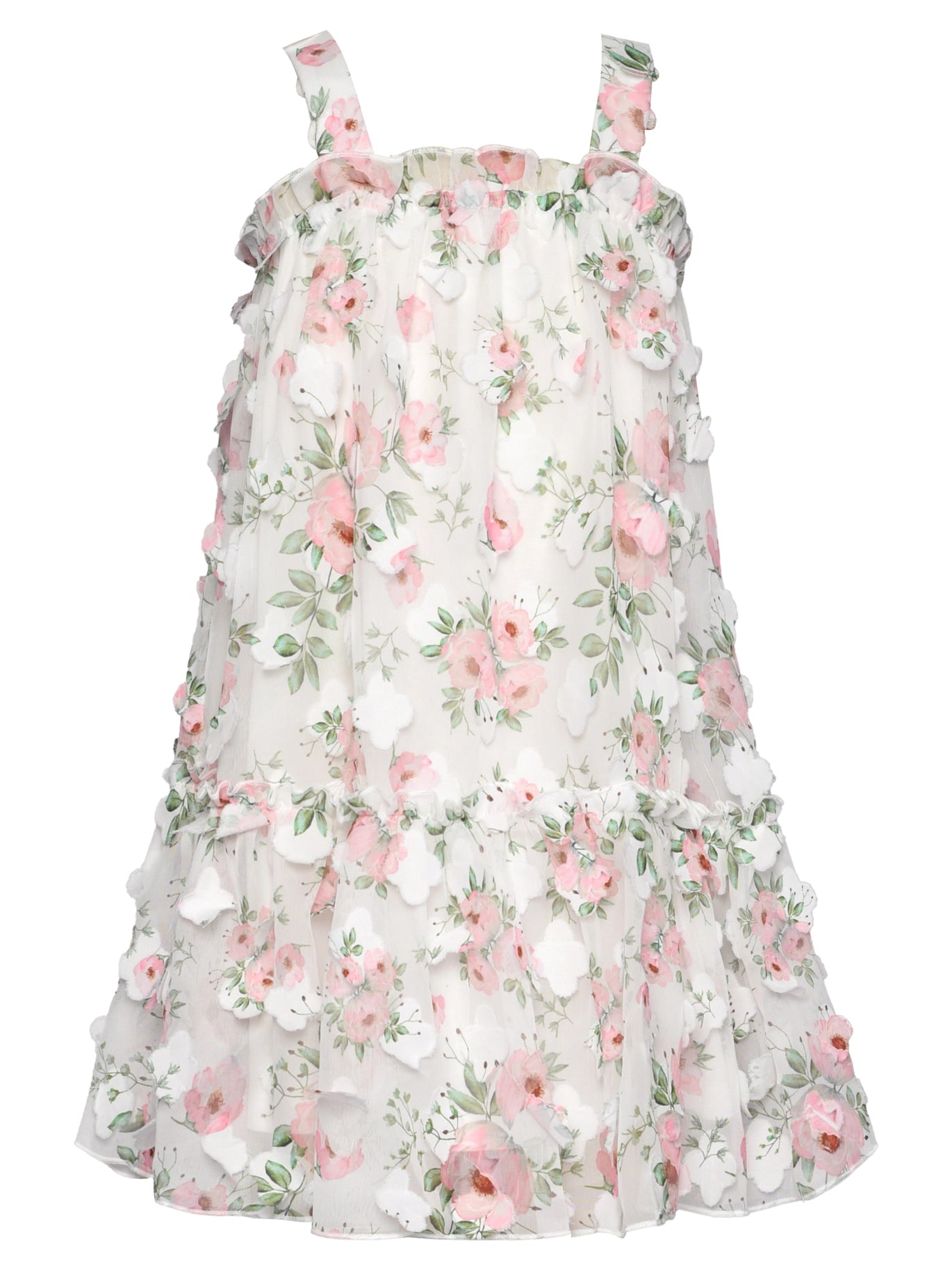 Floral Flutter Sleeve Drop Waist Dress