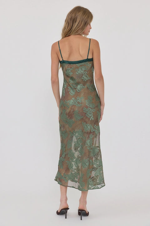 Floral Jacquard Midi Slip Dress