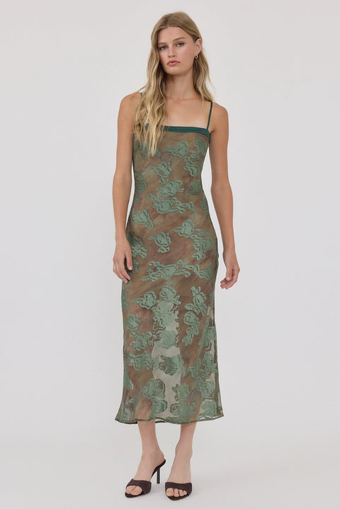 Floral Jacquard Midi Slip Dress