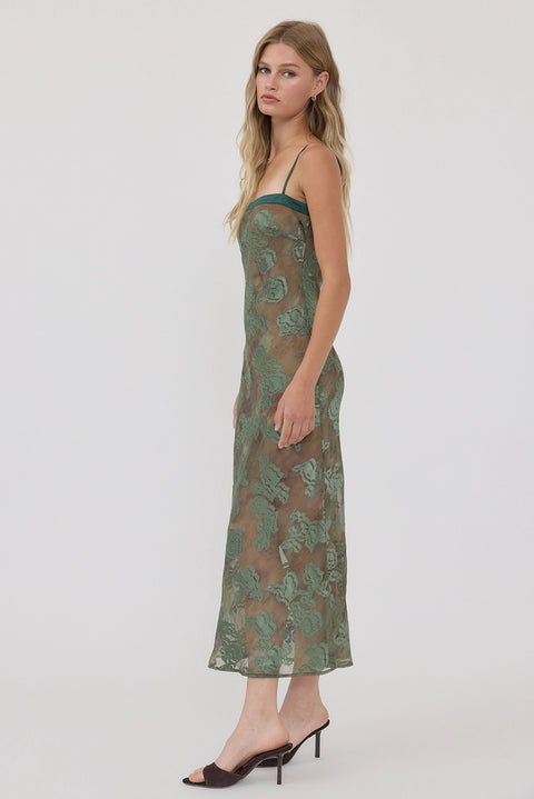 Floral Jacquard Midi Slip Dress