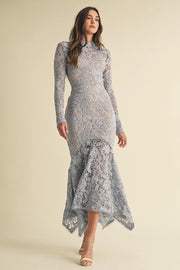Floral Lace Midi Dress PERIWINKLE-Dress-Endless Blu-S-PERIWINKLE-Urbanheer