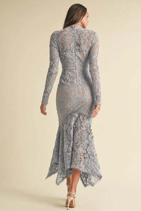 Floral Lace Midi Dress PERIWINKLE-Dress-Endless Blu-S-PERIWINKLE-Urbanheer