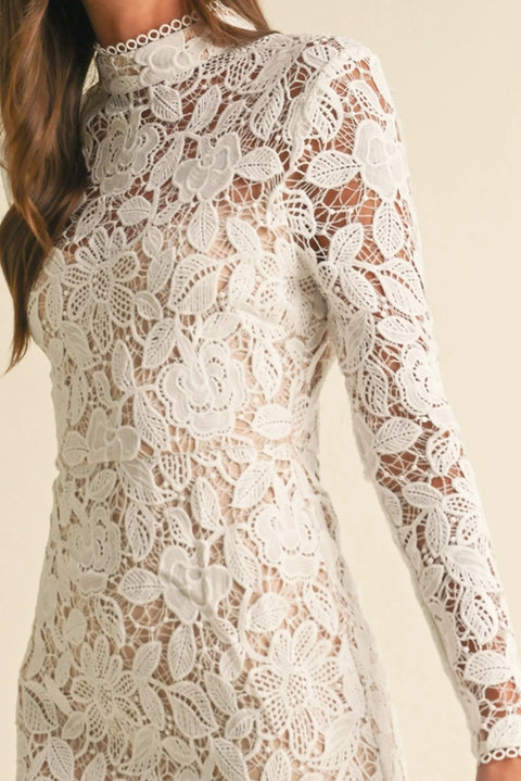 Floral Lace Midi Dress White-Dress-Endless Blu-S-White-Urbanheer