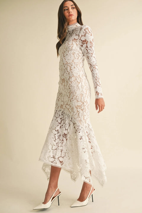 Floral Lace Midi Dress White-Dress-Endless Blu-S-White-Urbanheer