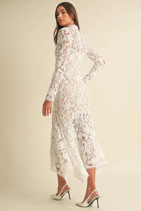 Floral Lace Midi Dress White-Dress-Endless Blu-S-White-Urbanheer
