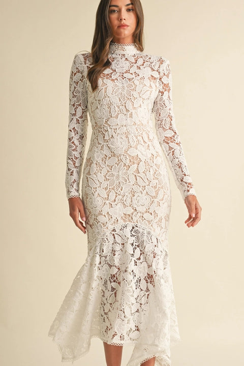 Floral Lace Midi Dress White-Dress-Endless Blu-S-White-Urbanheer