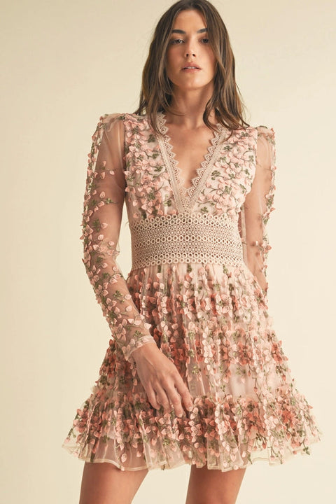 Floral Lace Mini Dress-Dress-Endless Blu-S-MAUVE-Urbanheer
