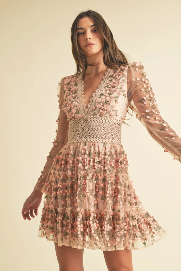 Floral Lace Mini Dress-Dress-Endless Blu-S-MAUVE-Urbanheer