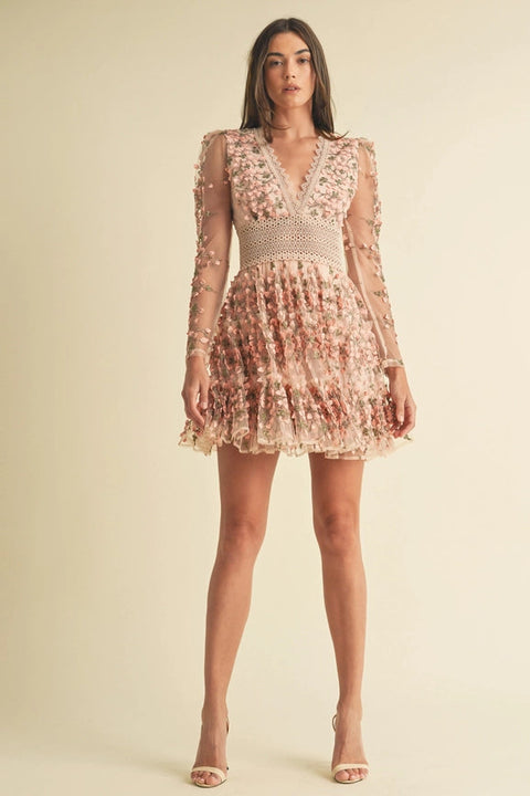 Floral Lace Mini Dress-Dress-Endless Blu-S-MAUVE-Urbanheer