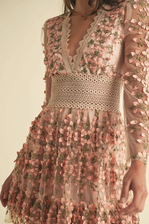 Floral Lace Mini Dress-Dress-Endless Blu-S-MAUVE-Urbanheer