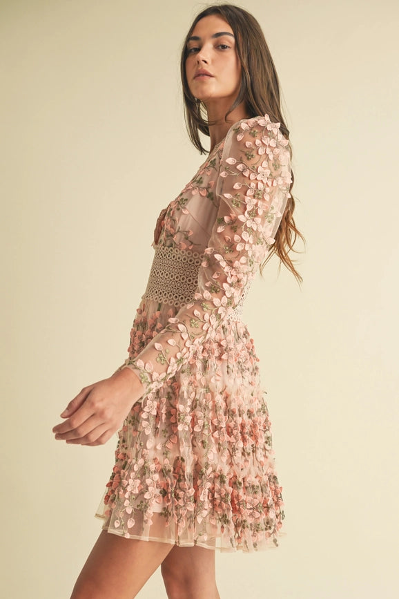 Floral Lace Mini Dress-Dress-Endless Blu-S-MAUVE-Urbanheer