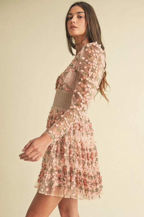 Floral Lace Mini Dress-Dress-Endless Blu-S-MAUVE-Urbanheer