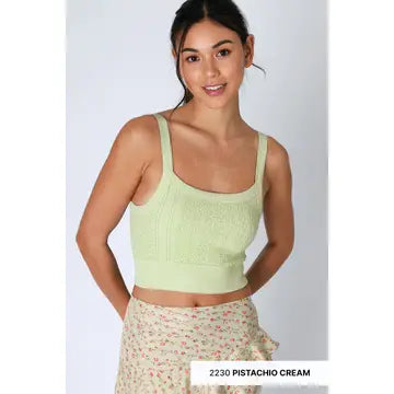 Floral Lace Ribbed Crop Top