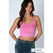 Floral Lace Ribbed Crop Top