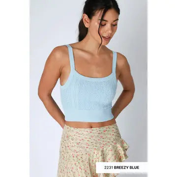 Floral Lace Ribbed Crop Top