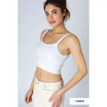 Floral Lace Ribbed Crop Top