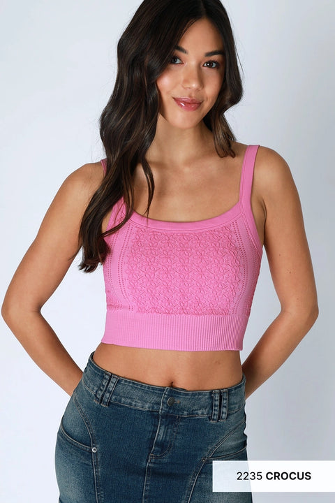 Floral Lace Ribbed Crop Top-Top-NIKIBIKI-One Size-2235 Crocus-Urbanheer