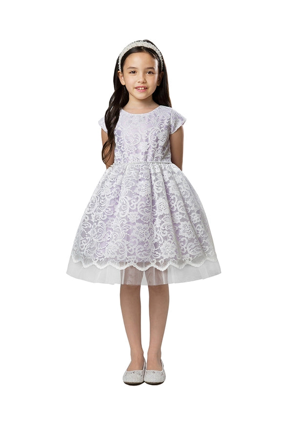 Floral Lace with Peek A Boo Tulle & Pearl Trim-Baby Girl Dress-Sweet Kids, Inc.-S (6mths)-off white-Urbanheer