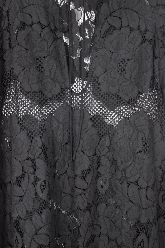 Floral Mesh Lace Kaftan Black-Kaftan-SAACHI-Black-Urbanheer