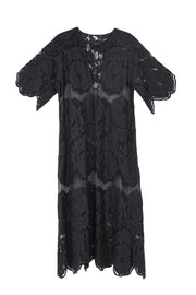 Floral Mesh Lace Kaftan Black-Kaftan-SAACHI-Black-Urbanheer