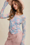 Floral Mesh Long Sleeve Layering Top Light Blue-Top-Listicle-S-Light Blue-Urbanheer