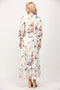 Floral Motif Print Cotton Gathered Waist Midi Dress-Dress-FATE-S-WHITE MULTI-Urbanheer