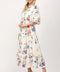 Floral Motif Print Cotton Gathered Waist Midi Dress-Dress-FATE-S-WHITE MULTI-Urbanheer