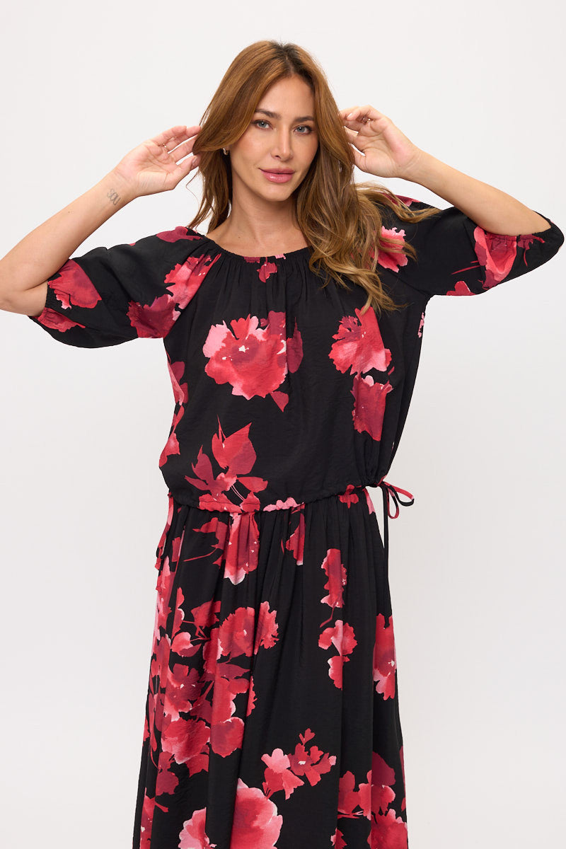 Floral Print 3/4 Sleeve Top-1