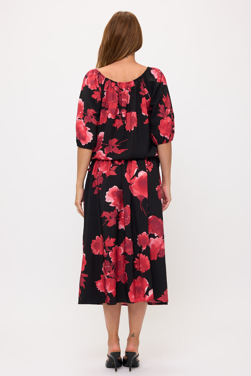 Floral Print 3/4 Sleeve Top-4