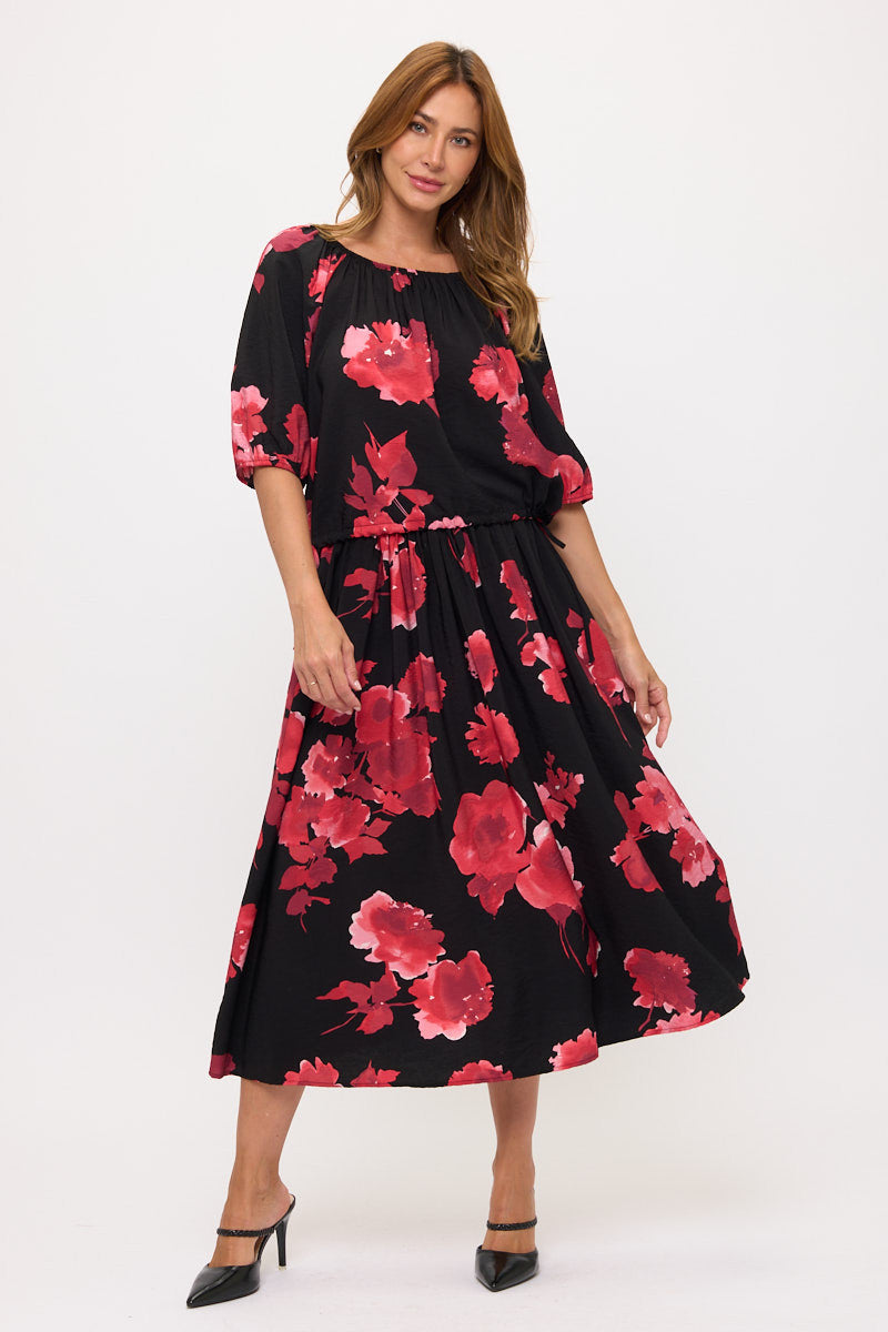 Floral Print 3/4 Sleeve Top-5