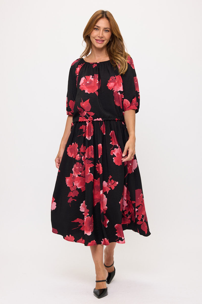 Floral Print 3/4 Sleeve Top-6