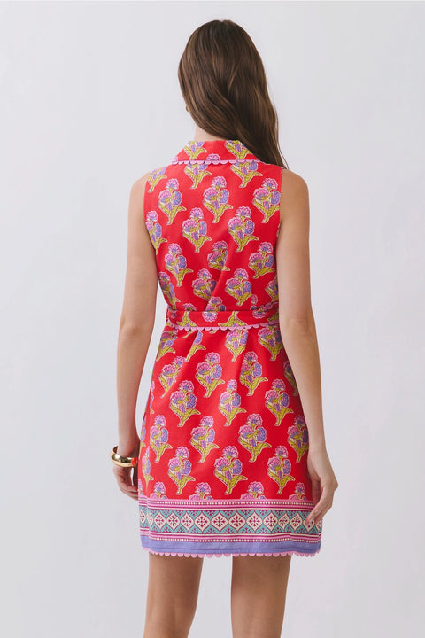 Floral Print Belted Mini Shirt Dress