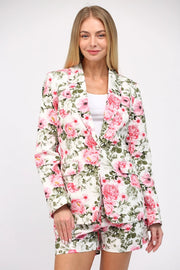 Floral Print Cotton Blazer-Blazer-FATE-S-WHITE MULTI-Urbanheer