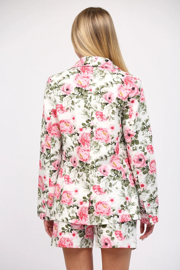 Floral Print Cotton Blazer-Blazer-FATE-S-WHITE MULTI-Urbanheer