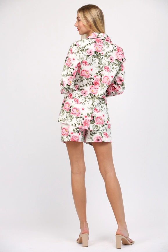 Floral Print Cotton Blazer-Blazer-FATE-S-WHITE MULTI-Urbanheer