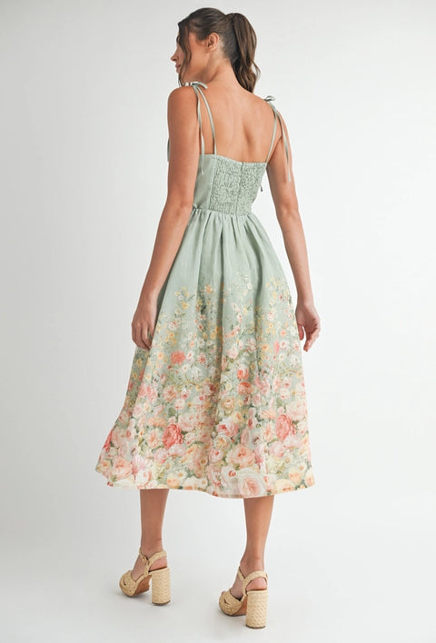 Floral Print Midi Dress-Dress-Endless Blu-S-SAGE-Urbanheer