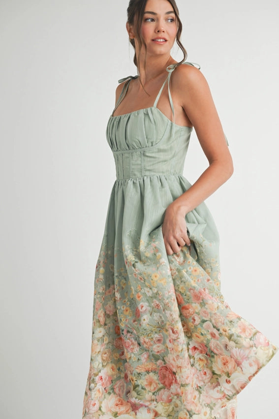 Floral Print Midi Dress-Dress-Endless Blu-S-SAGE-Urbanheer