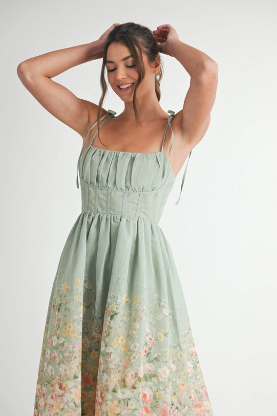 Floral Print Midi Dress-Dress-Endless Blu-S-SAGE-Urbanheer