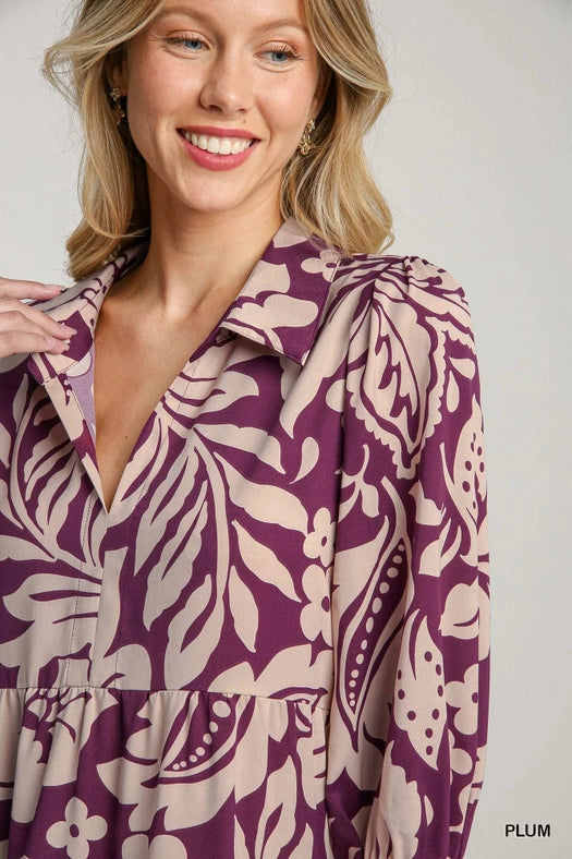 Floral Print Midi Dress PLUM-Dress-Pink Irene Wholesale-S-PLUM-Urbanheer