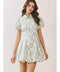 Floral Print Puff Sleeve Bubble Hem Mini Dress