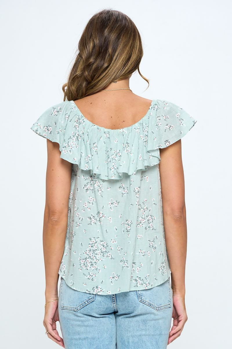 Floral Print Ruffle Off the Shoulder Top-Tops-Reneecollection-Urbanheer