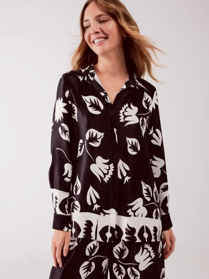 Floral Print Shirt in Black-Shirt-Q2-S-Black-Urbanheer