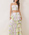 Floral Print Tiered Ruffle Maxi Skirt